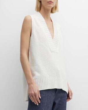 Brochu Walker The Celia Cream Sleeveless Knit Sweater Vest Size M CoastalChic